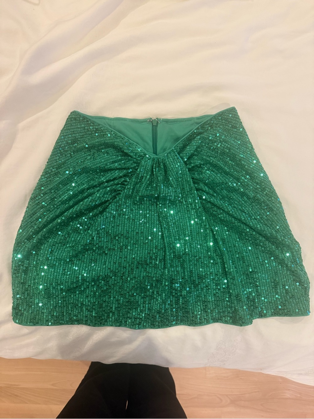 Green Sequin Mini Skirt